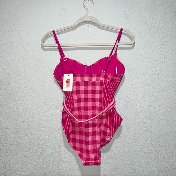 Solid & Striped Spencer Orchid Pink Gingham Belted One-Piece Swimsuit - Picture 4 of 8